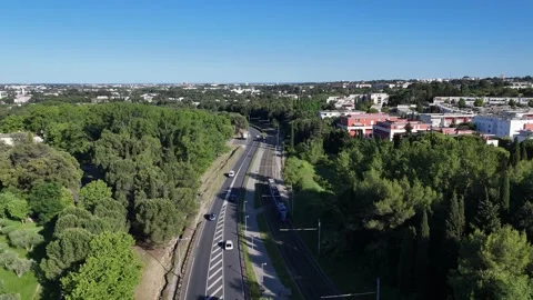 Tramway Between Forest And City 4k Stock Footage 309511611