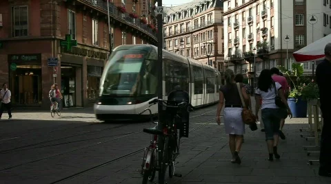 Tramway in the city Stock Footage 770716