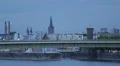 Tramway Crossing Bridge Rush Hour Light Rail System Underground Railway Cologne HD Footage