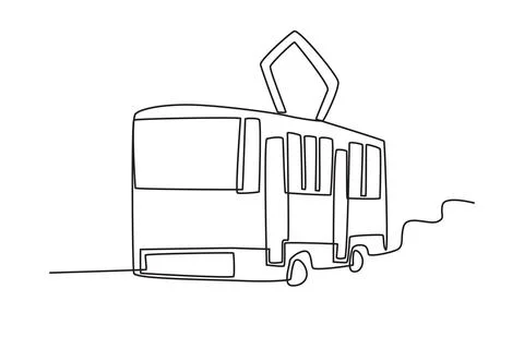 A tramway drove on the track Ilustración de archivo