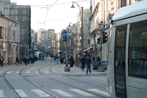 Tramway in jerusalem Stock Photos