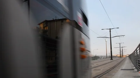 The tramway passes through the Novoli district in Florence. Italy. Stock Footage 103995003