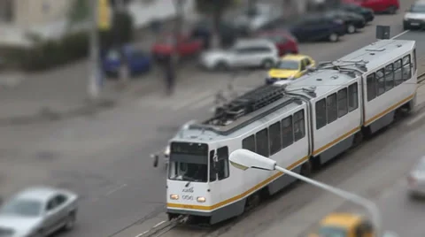 Tramway passing Stock Footage 33403744