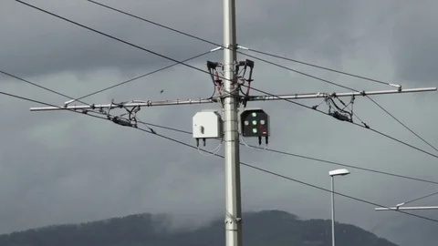 Tramway power lines 2 Stock Footage 75179095
