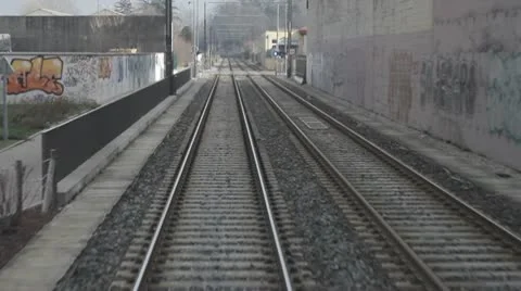 Tramway on tracks Stock Footage 10682655