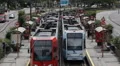 Tramway U-Bahn Vehicle Departure Departing Both Way Track Cologne Transportation HD Footage