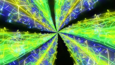 A trancelike 3d rendering of some psychedelic backdrop with yellow, blue and  Stock Illustration