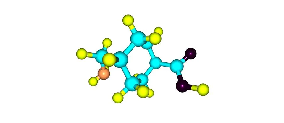 Tranexamic acid molecular structure isolated on white Stock Illustration