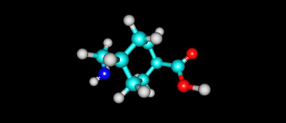 Tranexamic acid molecular structure isolated on black Stock Illustration