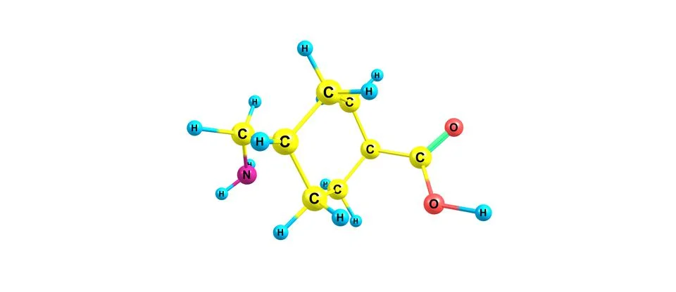 Tranexamic acid molecular structure isolated on white Stock Illustration