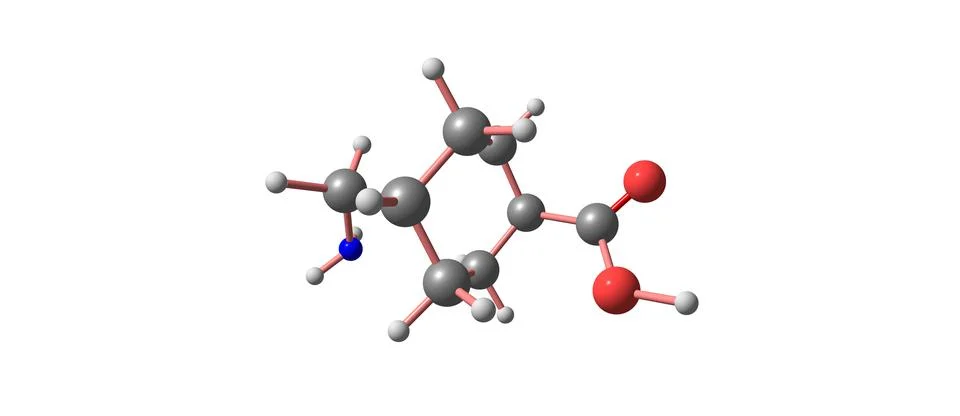Tranexamic acid molecular structure isolated on white Stock Illustration