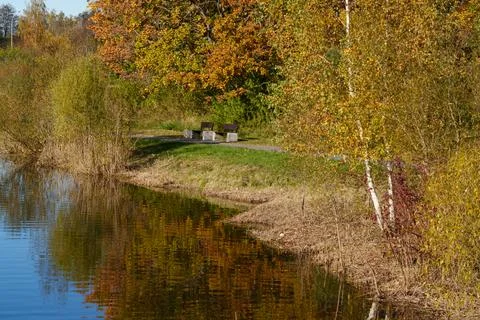 Tranquil autumn landscape Stockfoto's