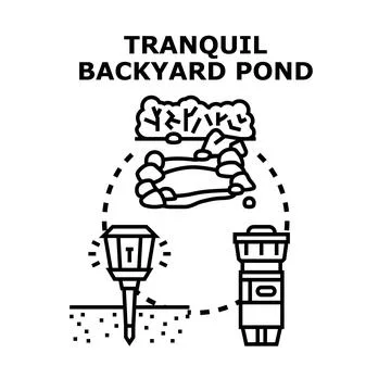 Tranquil backyard pond vector concept illustration Ilustración de archivo