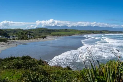 Tranquil Beach Landscape Under Clear Blue Sky Stock Photos