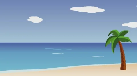 Tranquil beach scene animated Stock Footage 65159205