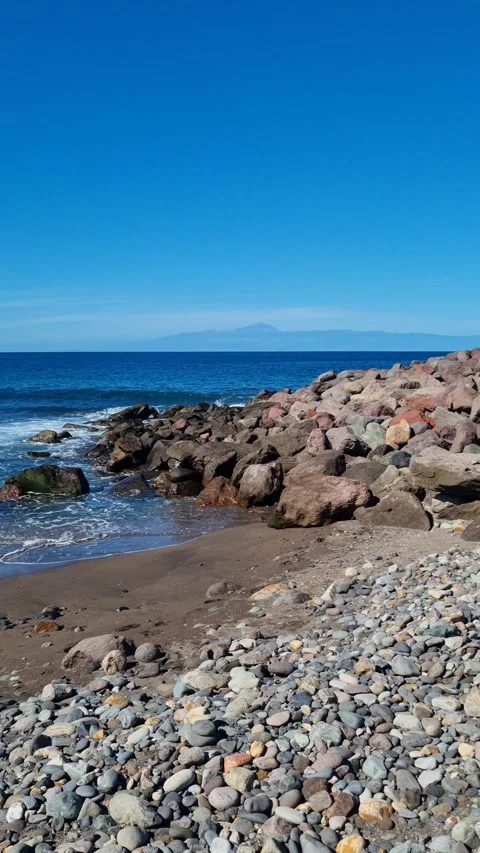 A tranquil beach view in Tenerife Stock Footage 307630806
