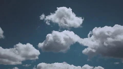 Tranquil Blue Sky with Fluffy White Clouds and Film Grain Aesthetic for Vin.. Stock Footage 311793742