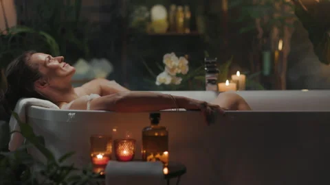 Tranquil Bubble Bath for Ultimate Relaxation Stock Footage 310747573