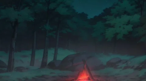 Tranquil Campfire in Forest at Night Stock Footage 278150194