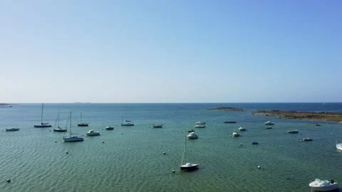 A tranquil coastal scene in Anse de Trehennarvour, Saint Philibert, Brittany Stock Footage 346707699