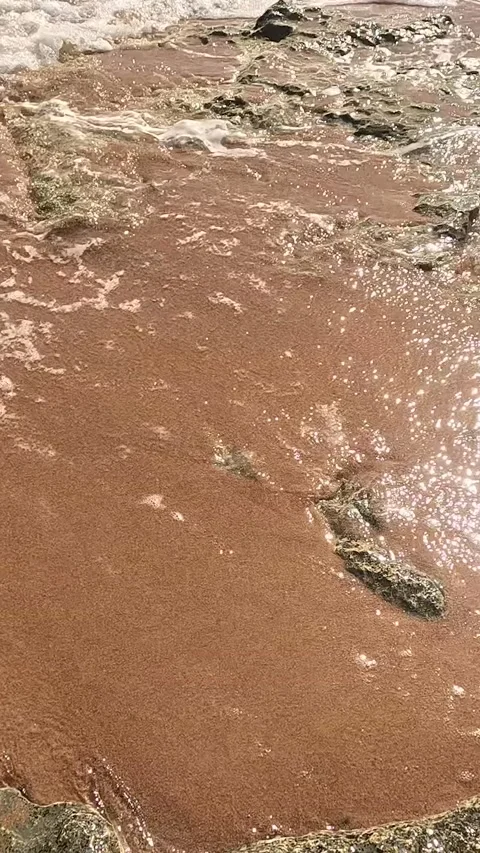 A Tranquil Coastal Scene Capturing Gentle Waves Lapping Against Textured Rocks Видео 330094862
