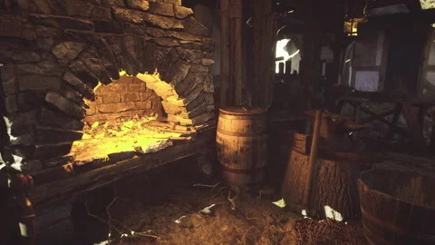 Tranquil cozy space illuminated by soft amber light and rustic details Stock Footage 339630202