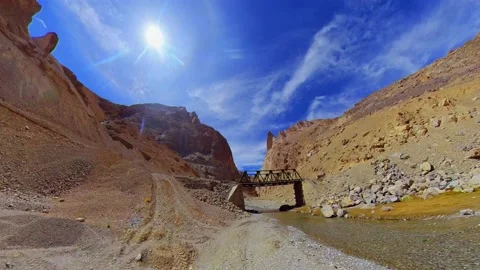 Tranquil Drive Through Flowing Water and under the bridge Video stock 237985637