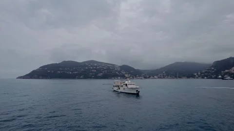 A tranquil drone capture of a vessel gently gliding on the Mediterranean off the Stock Footage 316213110