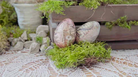 Tranquil Easter Decor: Handcrafted Ornaments and Rustic Elegance Video stock 263599947