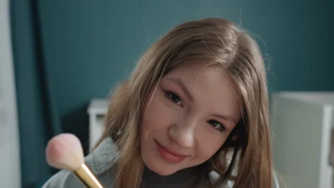 Tranquil environment showcasing tender cosmetic care by young woman. Serene Stock Footage 333475495