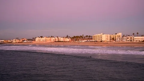 Tranquil evening surf in Imperial Beach, California. Static shot. Stock-Footage 125349261