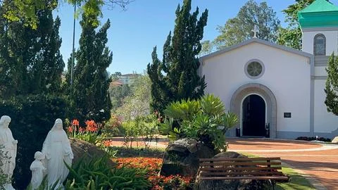 Tranquil Garden Chapel View Stock Photos