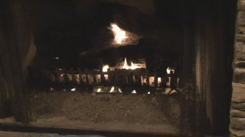 Tranquil Gas Fireplace Stock Footage 558448
