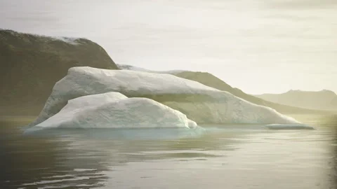 Tranquil golden ice formation reflecting softly on still ocean surface Stock Footage 340660689