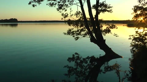 Tranquil lake in the evening Stock Footage 53786100
