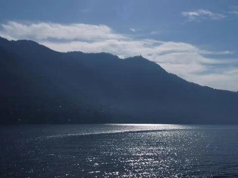 Tranquil Lake with Mountain View Stock Photos