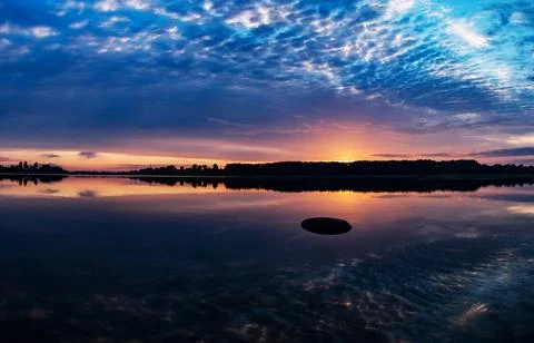 Tranquil Lake Sunset Stock Photos