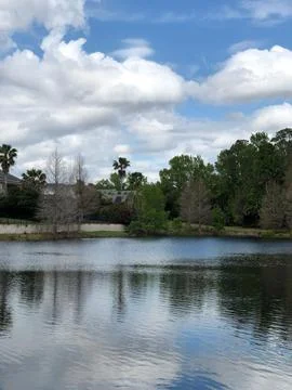 Tranquil lakeside setting Stock Photos