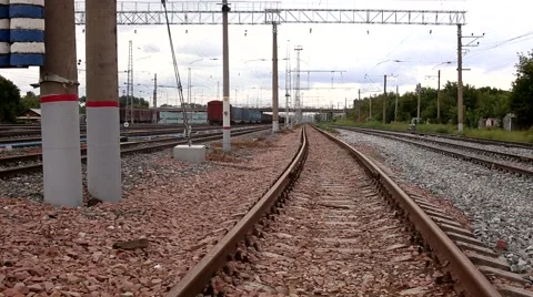Tranquil landscape on the railway Stock Footage 53585515