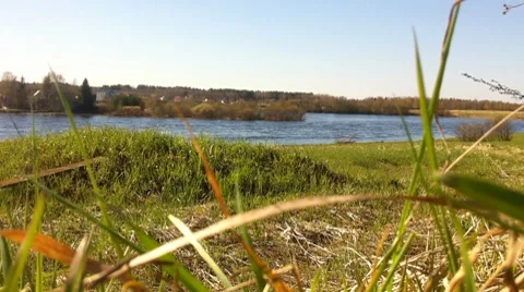 Tranquil landscape with river in a sunny summer day Stock Footage 7743574
