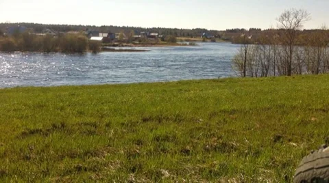 Tranquil landscape with river in a sunny summer day Stock Footage 7743589