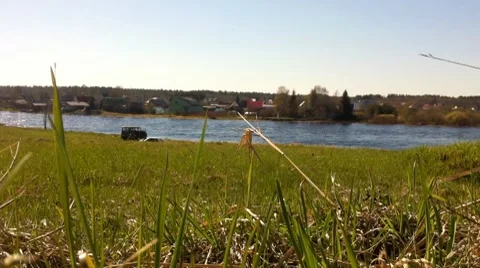 Tranquil landscape with river in a sunny summer day Stock Footage 7748867