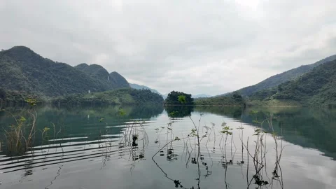 Tranquil Mountain Lake Reflection Stock Footage 292162116