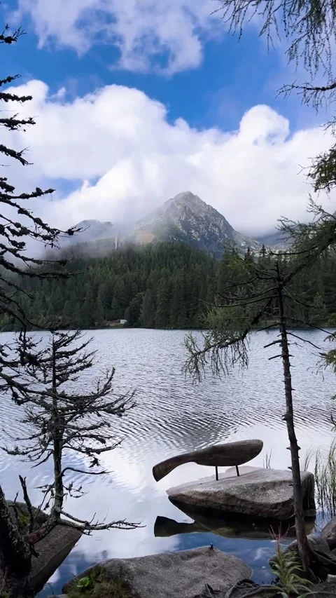 Tranquil Mountain Lake with Scenic View Stock Footage 289144402