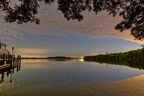 Tranquil Night at the Lake Stock Photos