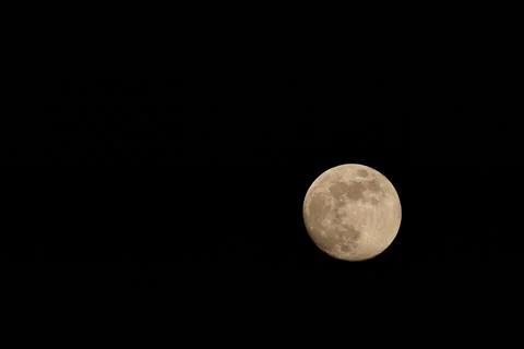 Tranquil Night Sky with a Full Moon and Plane Trail Stock Photos