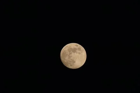 Tranquil Night Sky with a Full Moon and Plane Trail Stock Photos