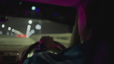Tranquil nighttime travel captured with glowing reflections and focus, Quiet Stock Footage 329405972