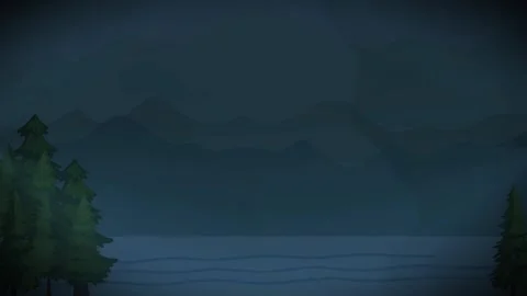 A tranquil, nighttime view of a mountain lake. Stock Footage 303904096