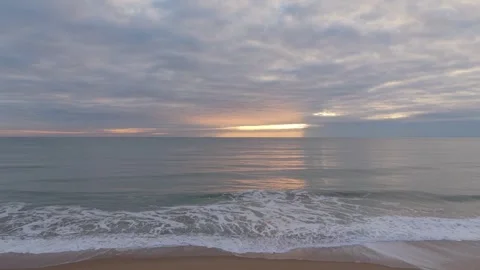 Tranquil ocean surface and cloudy horizon filmed from aerial drone Stock Footage 328281968